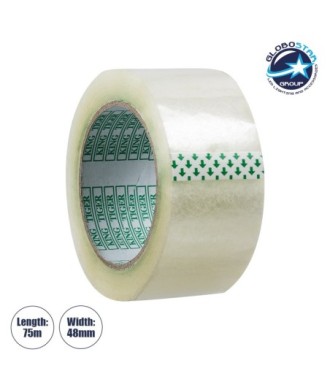 GloboStar® 79952 Ταινία Συσκευασίας 48mm Φάρδος X 75 Μέτρα Μήκος Διαφανής